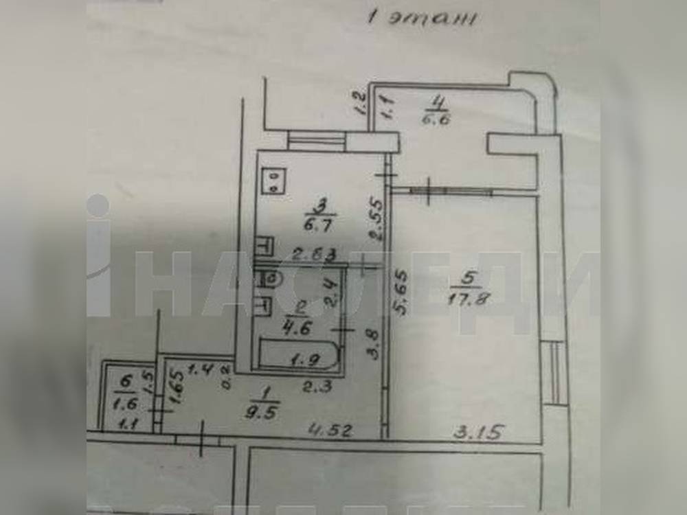 1-комнатная квартира, 40.2 м2 1/5 этаж, ул. Маяковского - фото 17